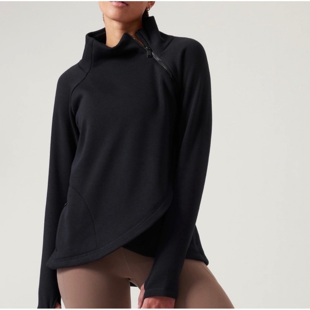 Athleta Cozy Karma Asym Pullover Women XS Black Gorpcore Athleisure